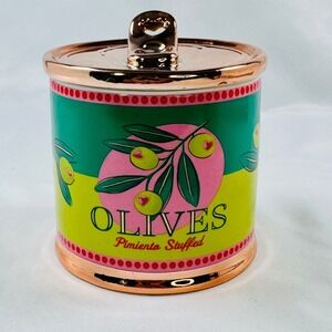 Paper Source Ceramic Olive Can Canister Pop Art Hearts Rose Gold Desk Accessory